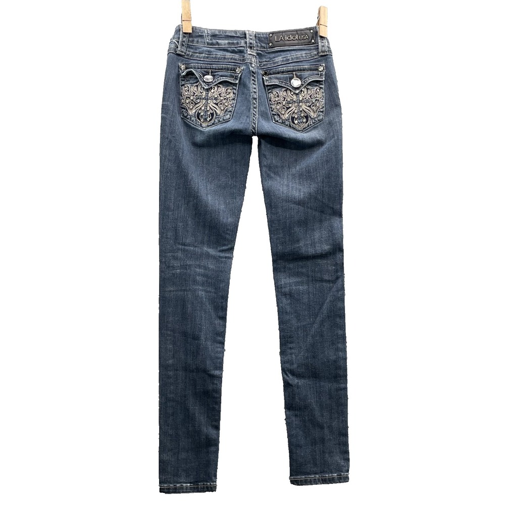 L.A Idol Jeans Women's 28x30* Low Rise Skinny Studded Western Y2k Rocker Moto